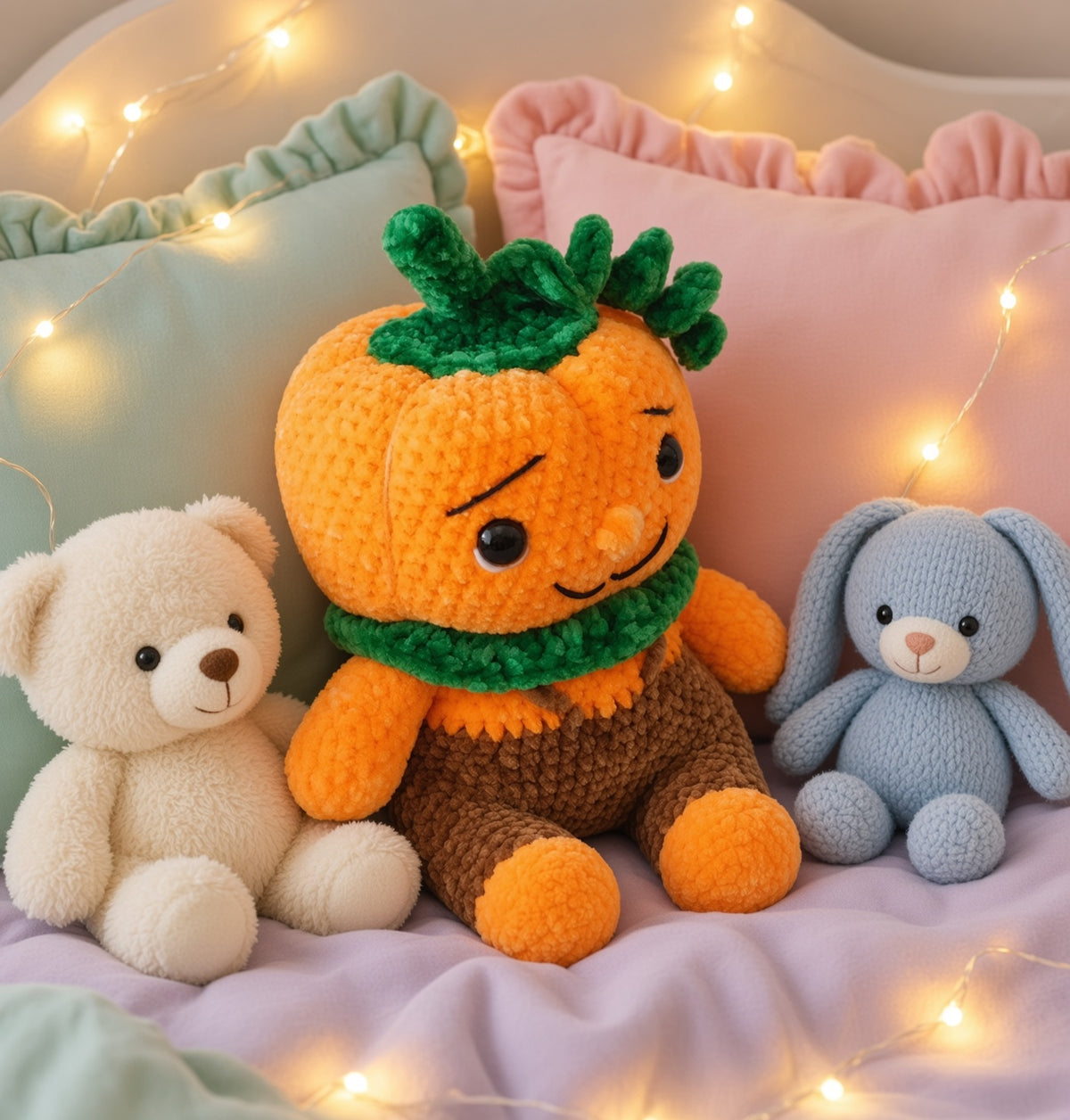 Pumpkin Boy Girl Amigurumi Crochet Pattern | Chenille Plush ToyDigital product