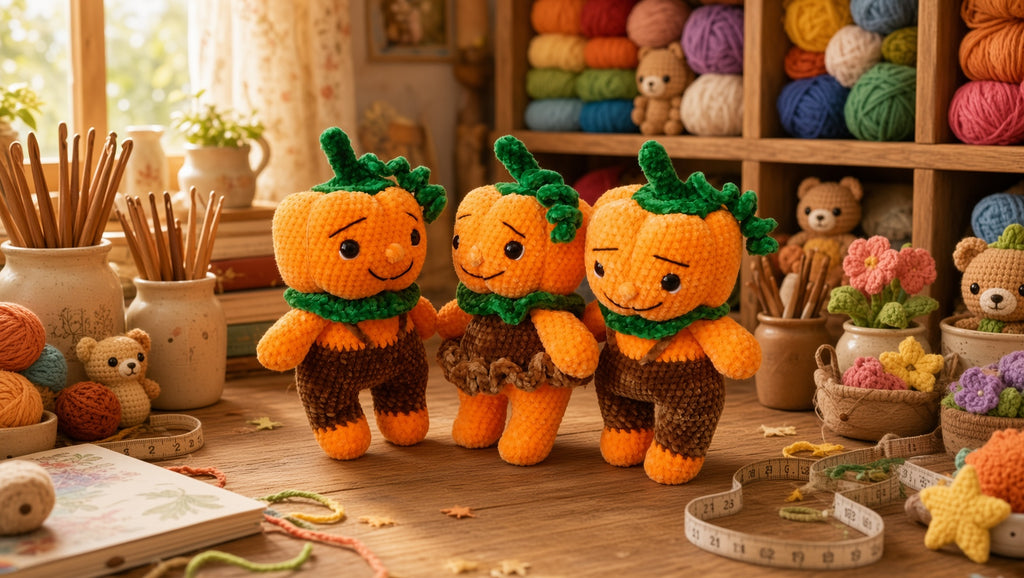 Pumpkin Boy Girl Amigurumi Crochet Pattern | Chenille Plush ToyDigital product