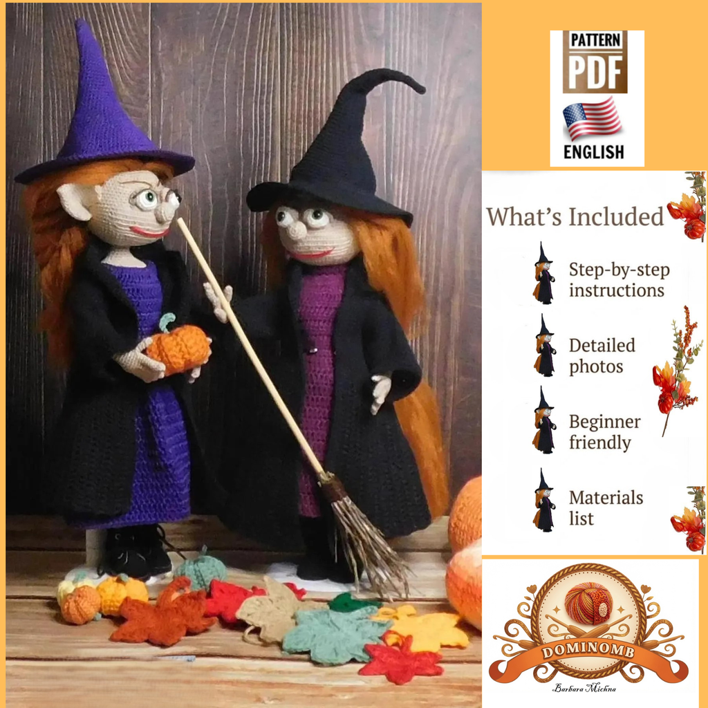 CROCHET PATTERN/Young witch / amigurumi PDF only