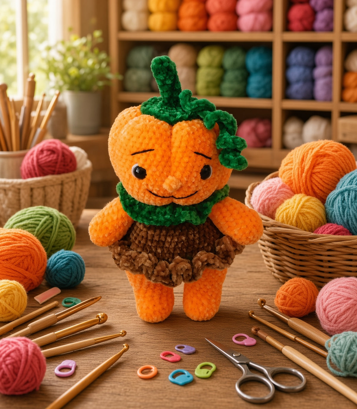 Pumpkin Boy Girl Amigurumi Crochet Pattern | Chenille Plush ToyDigital product