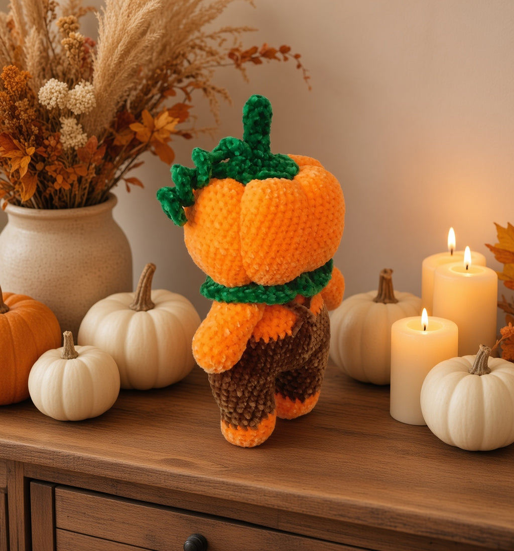 Pumpkin Boy Girl Amigurumi Crochet Pattern | Chenille Plush ToyDigital product