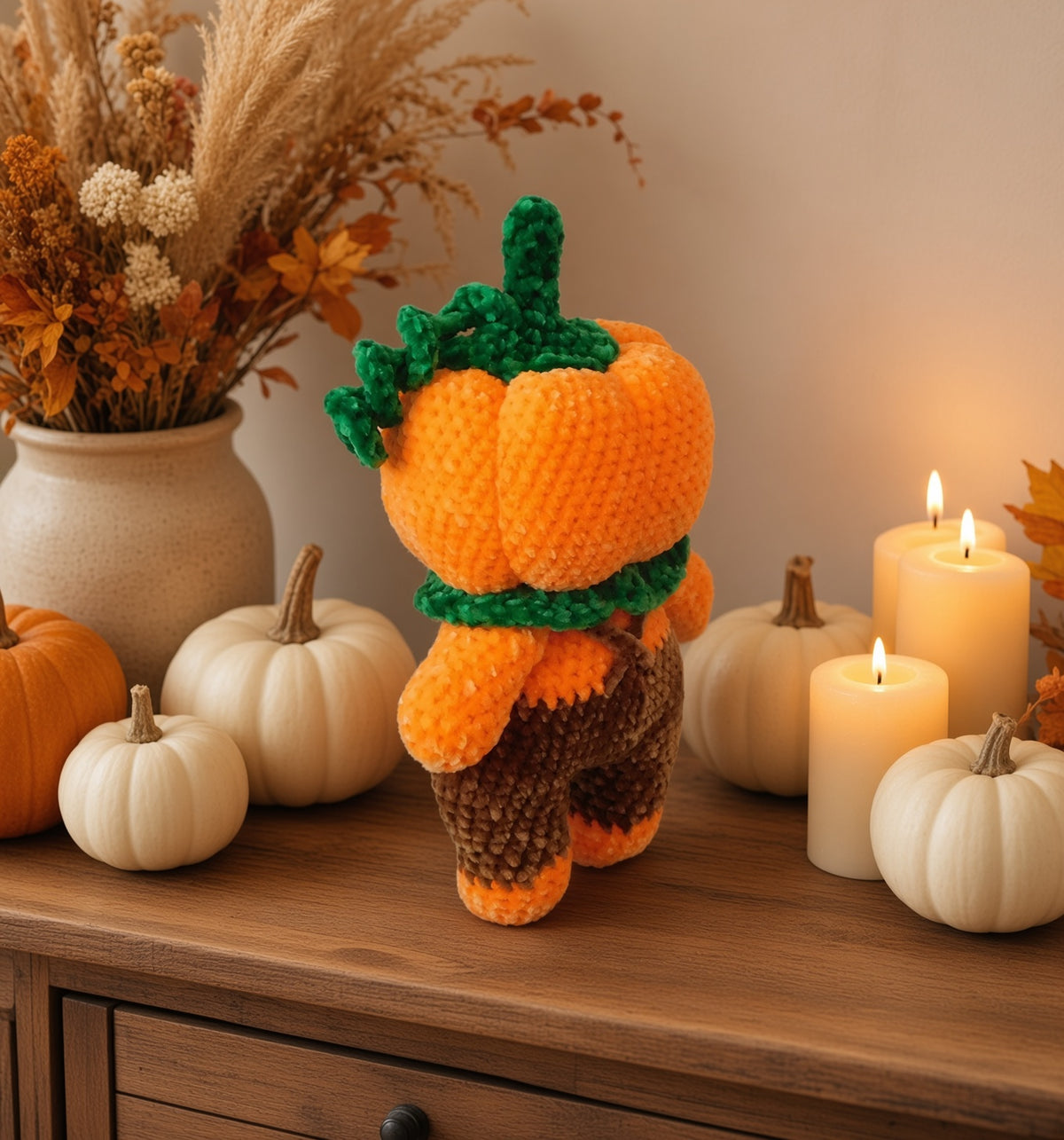Pumpkin Boy Girl Amigurumi Crochet Pattern | Chenille Plush ToyDigital product