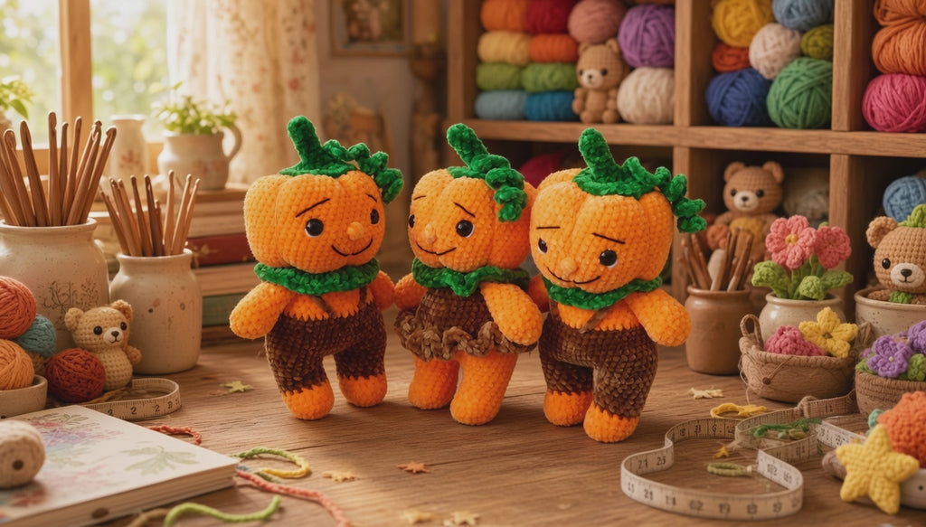 Pumpkin Boy Girl Amigurumi Crochet Pattern | Chenille Plush ToyDigital product