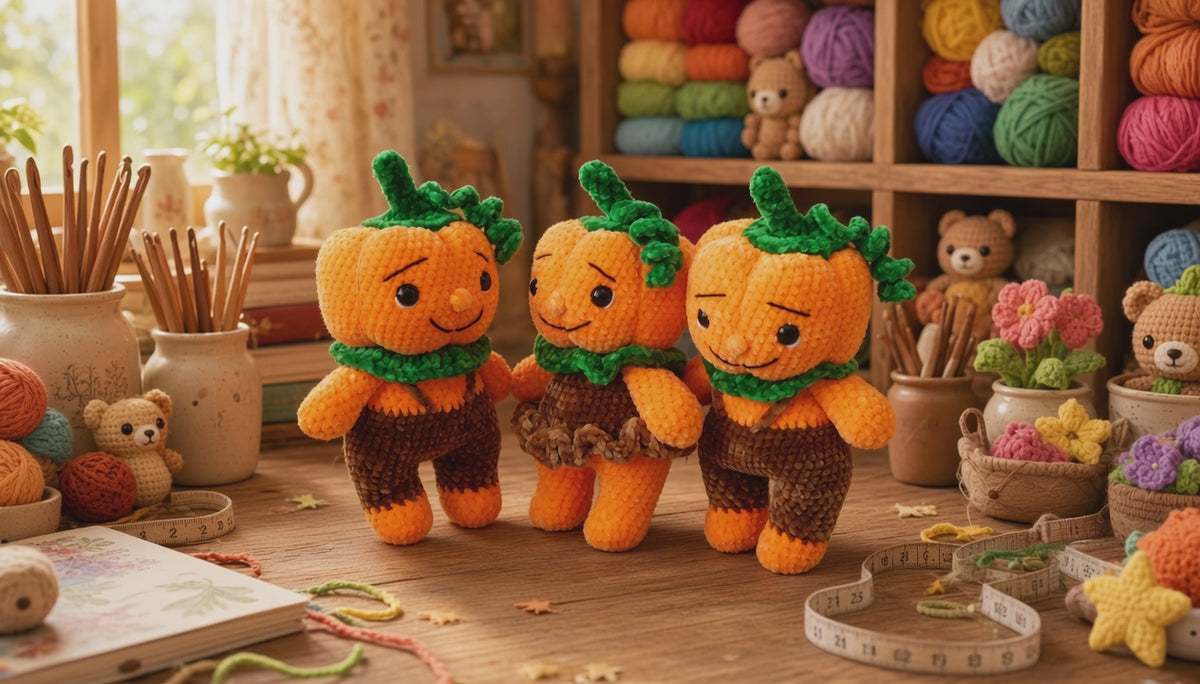 Pumpkin Boy Girl Amigurumi Crochet Pattern | Chenille Plush ToyDigital product