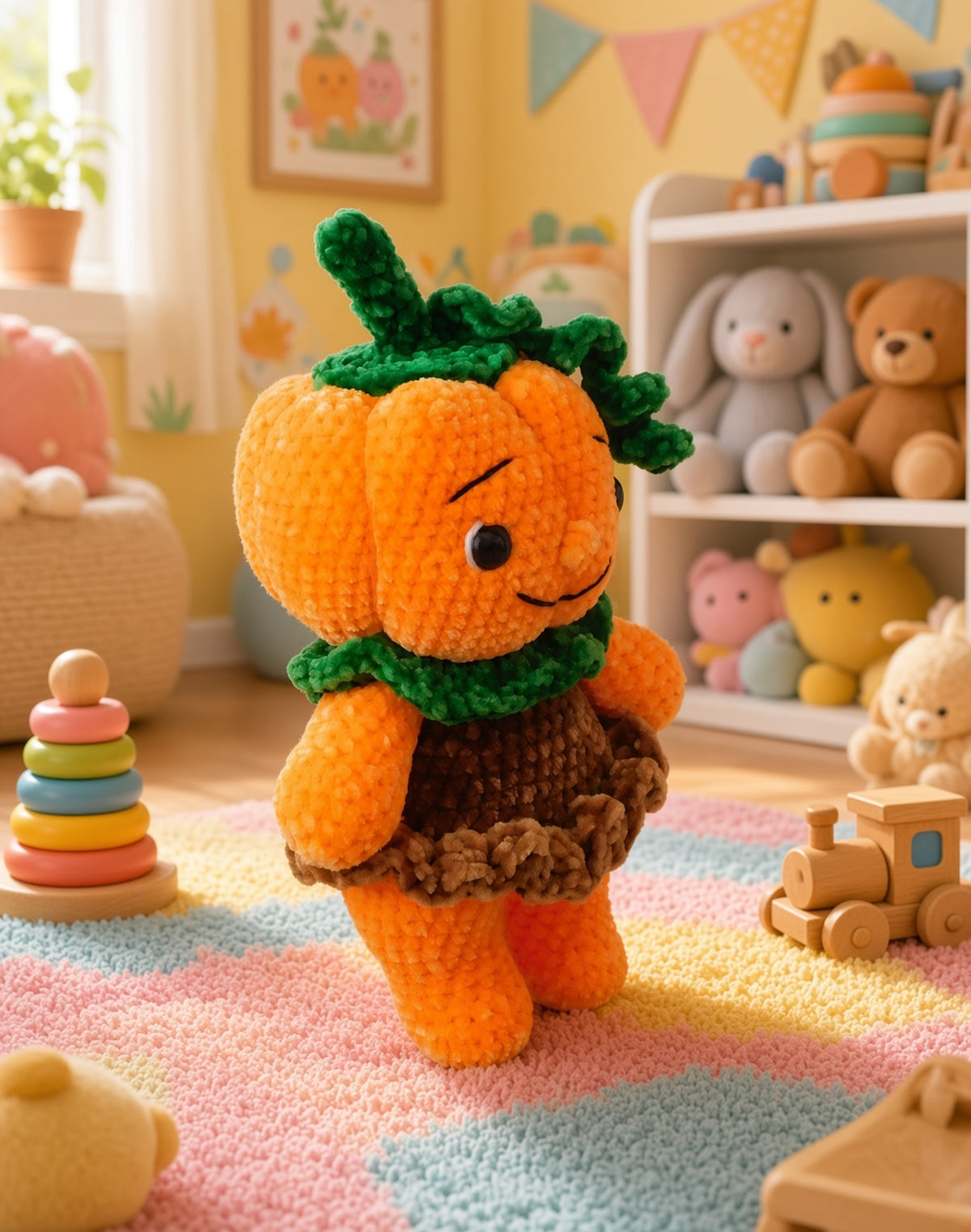 Pumpkin Boy Girl Amigurumi Crochet Pattern | Chenille Plush ToyDigital product